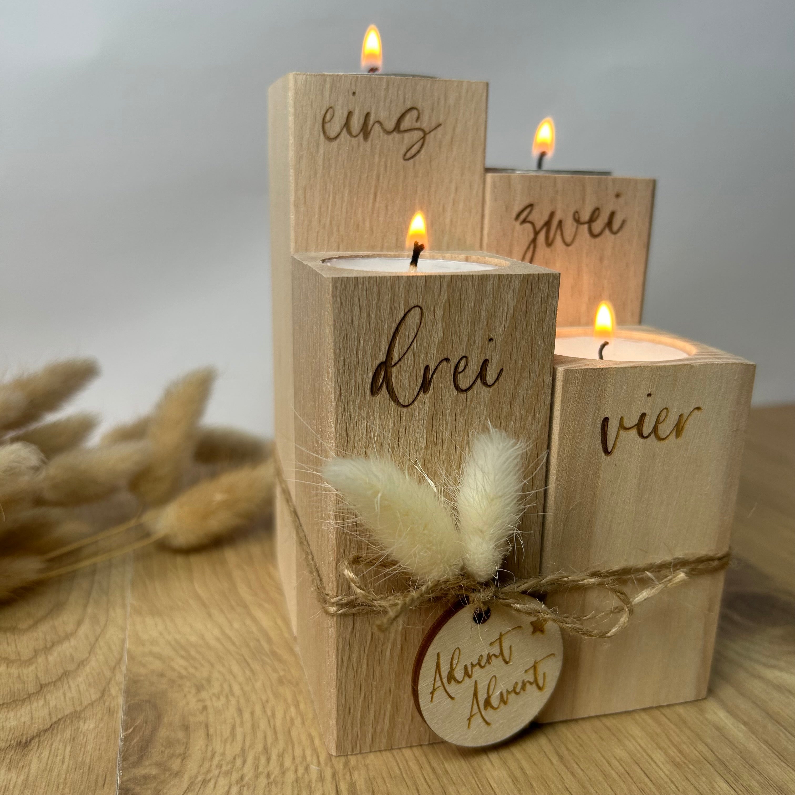 Adventskranz Holz | Teelichthalter