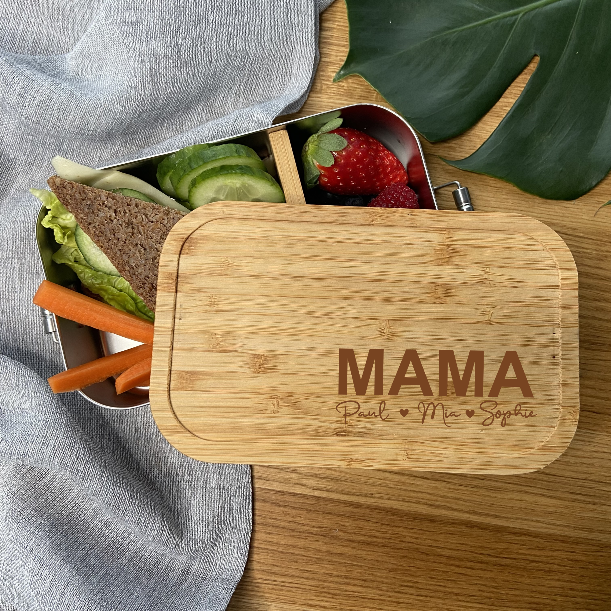 Brotdose MAMA mit Namen der Kinder