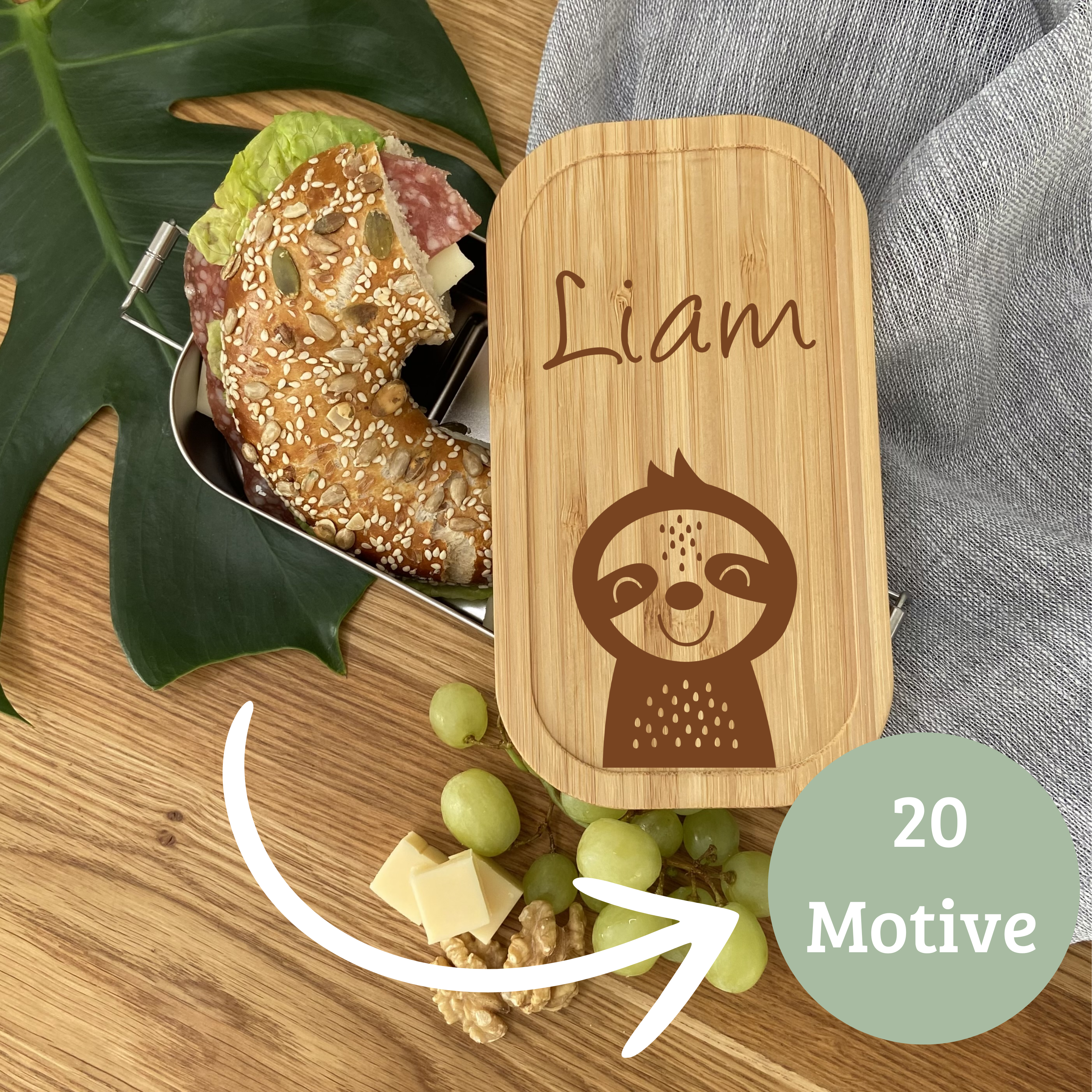 Brotdose personalisiert mit Name | 20 Motive | Trinkflasche
