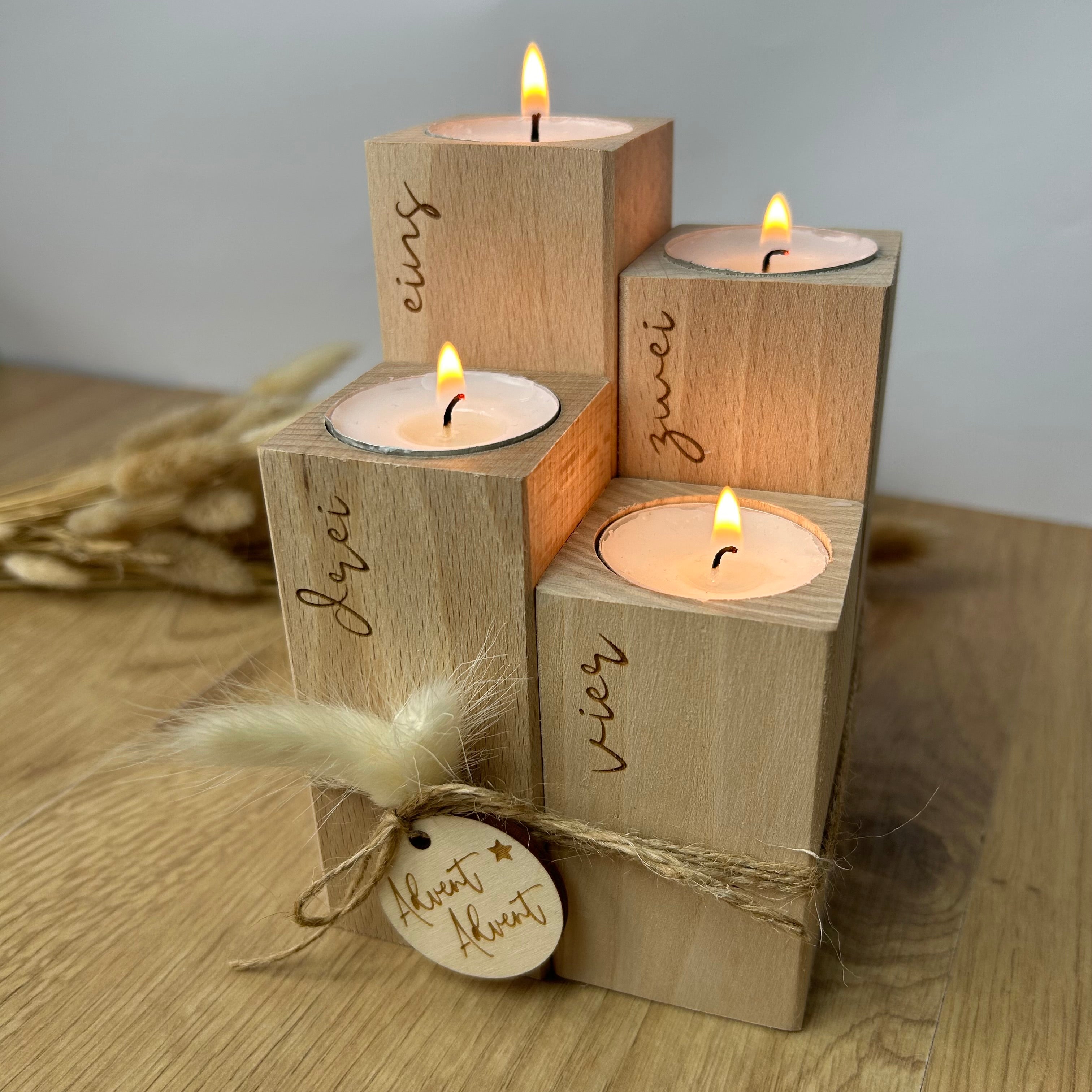 Adventskranz Holz | Teelichthalter