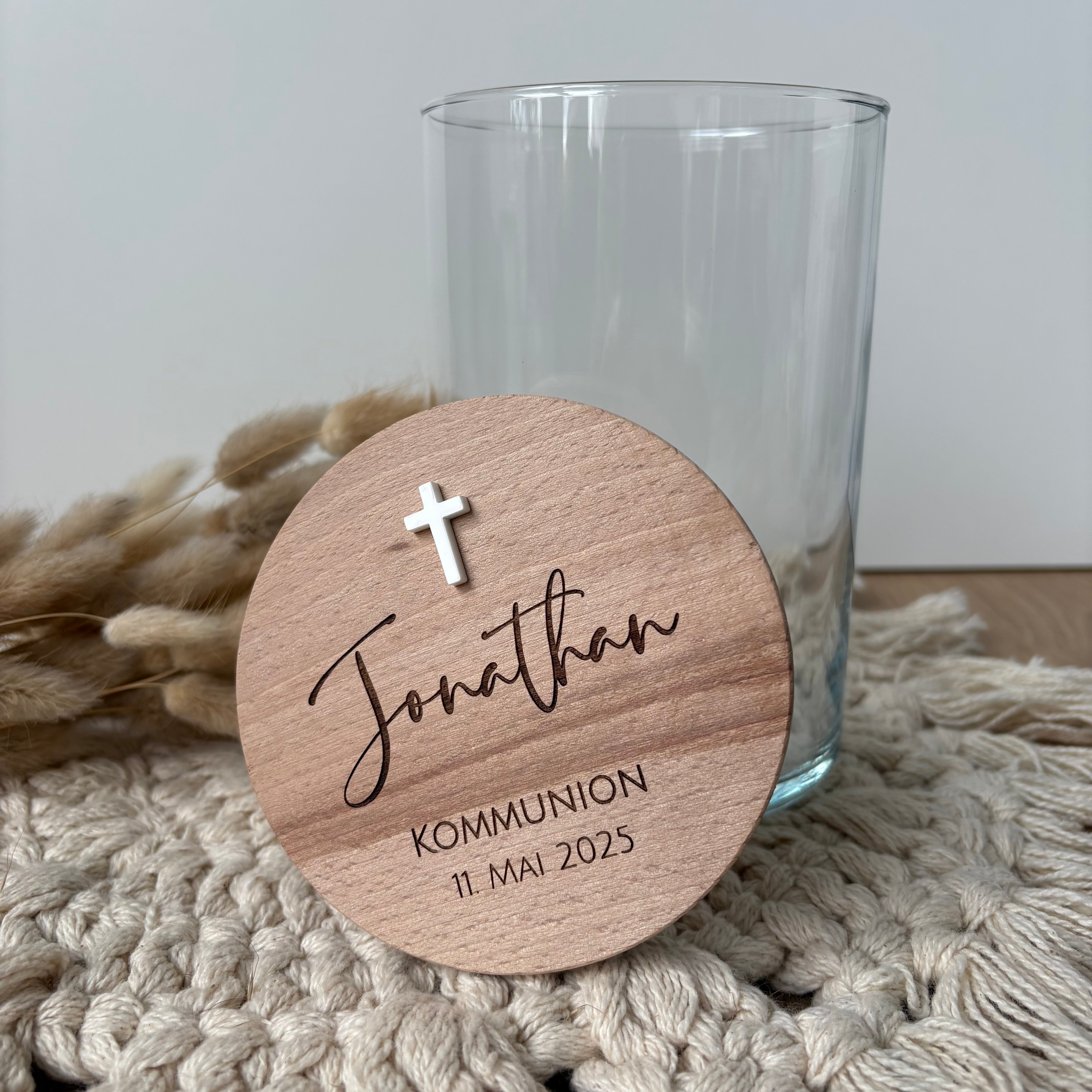 Vorratsglas mit Holzdeckel | Taufe | Kommunion | Firmung